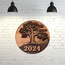 1入組2024新年木質掛牌裝飾或節日裝飾,適合作為送給朋友的禮物 - 彩色 - 查看 4