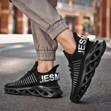 MDSNEC-CON 男士黑色休閒跑步運動鞋子 - 黑色 - 查看 4