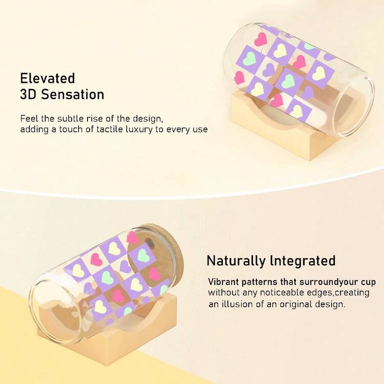 1 件情人节设计 UV DTF 杯套，适用于 16 盎司玻璃杯，UV DTF 杯套，玻璃杯杯套，杯子包装，杯子贴纸，杯子贴花 UV 转印贴纸，适用于杯子防水贴纸，瓶贴，不干胶贴纸- - 珊瑚粉 - 查看 7