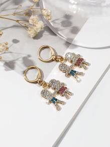 1pair Fashionable European & American Style Alloy Gold Plated Heart Shaped, Flower, Star, Cartoon Character, Etc. Water Drop Rhinestone Inlayed Ladies' Simple Dangle Earrings - Gold - View 11