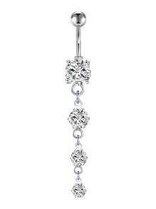 Acefun 1Pc/Set 14G 10mm Dangle Belly Button Rings Navel Rings Stainless Steel Dangling CZ Belly Rings For Women Star Moon Heart Butterfly Belly Button Piercing Jewelry Silver - Silver - View 11