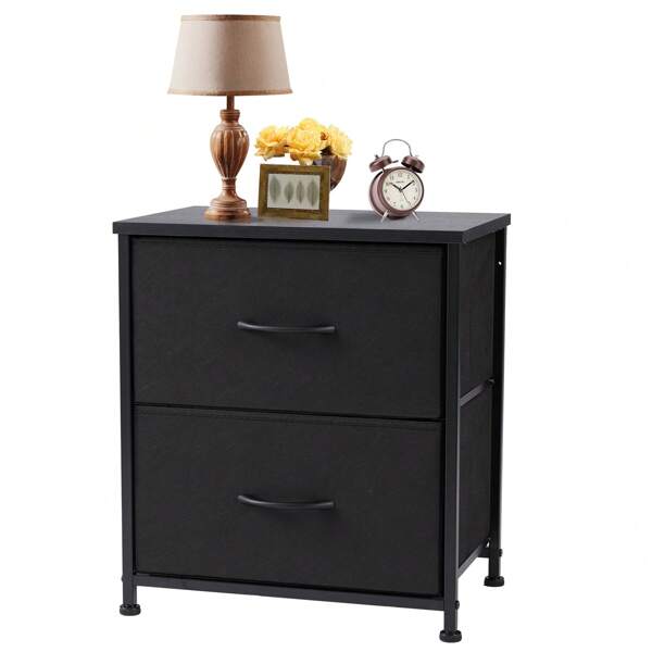 Sweetcrispy Sweetcrispy Nightstand With 2 Storage Drawers, 20" Height Small Bed Side Furniture End Table, Wooden Top Fabric Cabinet Kids Night Stand Mini Dresser For Bedroom, Closet, Entryway, College Dorm