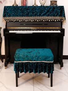 鋼琴防塵罩,半罩式鋼琴布套,帶有豪華、歐洲簡約、現代和美式時尚感 - 綠色 - 查看 5