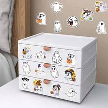 53pcs Cute Cartoon Ghost Themed Stickers, Ins Style Material Pattern Decals For Decorating Glass, Notebook, Phone Case, Luggage, Fridge, Computer, Hand Account, Desktop, And Diy Crafting, Non-Drying Stickers, Self-Adhesive, Waterproof - Multicolor - View 5