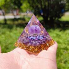 Healing Crystals Orgonite, Energy Stone, Resin Pyramid Sculpture - Star Array Amethyst - View 4