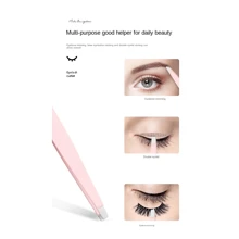 [Tube Packaging] Stainless Steel Light Pink Eyebrow Tweezers Set For Eyebrow & Facial Hair Plucking, With High Precision Straight And Slant Tips, Portable And Ideal For Home Use, Tools For Men