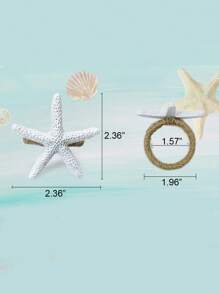2pcs Rope Starfish Napkin Rings For Wedding, Outdoor Party, Thanksgiving, Birthday And Daily Table Decoration - Multicolor - View 2