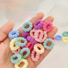 100pcs/Pack Girls' Candy-Colored Towel Hair Ties Elastic Hair Bands Without Hurting Scalp - Multicolor - View 5