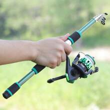 Sougayilang 1.8米/5.9英尺钓鱼竿套装，含伸缩式鱼竿和纺车轮，适用于淡水钓鱼，旅行钓竿套装，钓鱼用具 - 橘色 - 查看 8