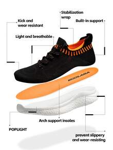 Koolara Series Men's Negative Ion Bio-Based Ultra-Light Soft Sole Walking Shoes, Breathable Running/Casual/Sports Shoes, Trampoline Shoes, Running Socks Shoes, 2021 Spring/Summer New Arrival - Red Orange Black - View 2