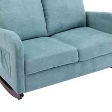 Rocking Chair Upholstered Mid Century Modern Rocker Oversized Wingback Armchair For Living Room