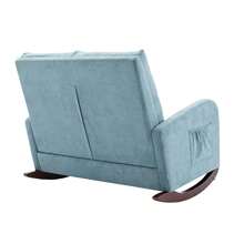 Rocking Chair Upholstered Mid Century Modern Rocker Oversized Wingback Armchair For Living Room