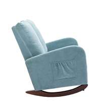 Rocking Chair Upholstered Mid Century Modern Rocker Oversized Wingback Armchair For Living Room