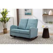 Rocking Chair Upholstered Mid Century Modern Rocker Oversized Wingback Armchair For Living Room