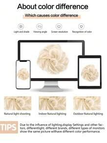 凌亂髮髻髮捲合成波浪髮髻馬尾接發厚髻女式髮髻女式 6 英寸，淺灰棕色和漂白金色 - 白色 - 查看 4