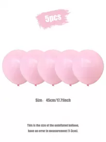 5pcs 18-Inch Light Pink Latex Balloons, Suitable For Wedding, Birthday, Valentine'S Day Party Decoration, - Baby Pink - View 4