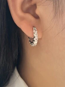 rakol 2入組時尚銅製立體幾何圓環耳環,適用於女性日常佩戴 - 耳圈 - 查看 3