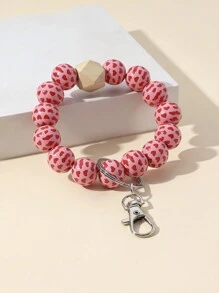 情人节新品可爱钥匙扣和手链 DIY 手工木珠手链钥匙扣套装 1 件木制爱心唇形钥匙扣创意礼物，适合情侣和朋友庆祝节日和周年纪念日，也是送给女朋友和节日礼物的理想创意礼物。适合作为手机、汽车钥匙和其他物品的配件 - 彩色 - 查看 17