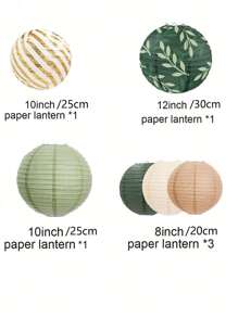 Juego De 6 Faroles De Papel Para Decoración De Fiesta De Bodas, Cumpleaños Y Celebraciones Nupciales - Verde - Ver 2