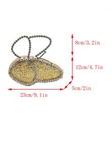 时尚艺术水钻晚装包，个性化风格派对手拿包蝴蝶形女士手提包 - 金色 - 查看 6