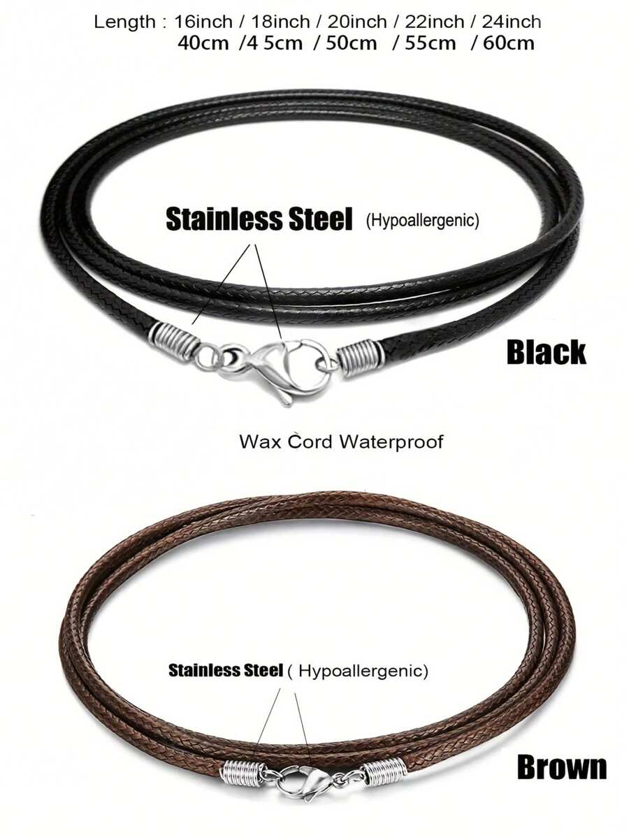 Leather Necklace Cord With Clasp, 16inch-24inch Braided Rope Necklace For Men Women  Stainless Steel Clasp, 2mm Black Leather Cord Necklace Brown Leather Necklace