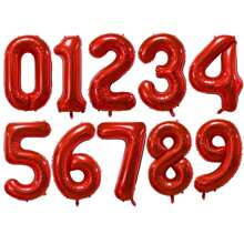 1 个 32 英寸红色数字气球，非常适合生日、婚礼、周年纪念、节日装饰和派对气球， - 紅色 - 查看 3