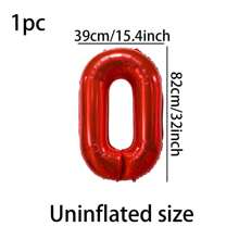 1 个 32 英寸红色数字气球，非常适合生日、婚礼、周年纪念、节日装饰和派对气球， - 紅色 - 查看 4