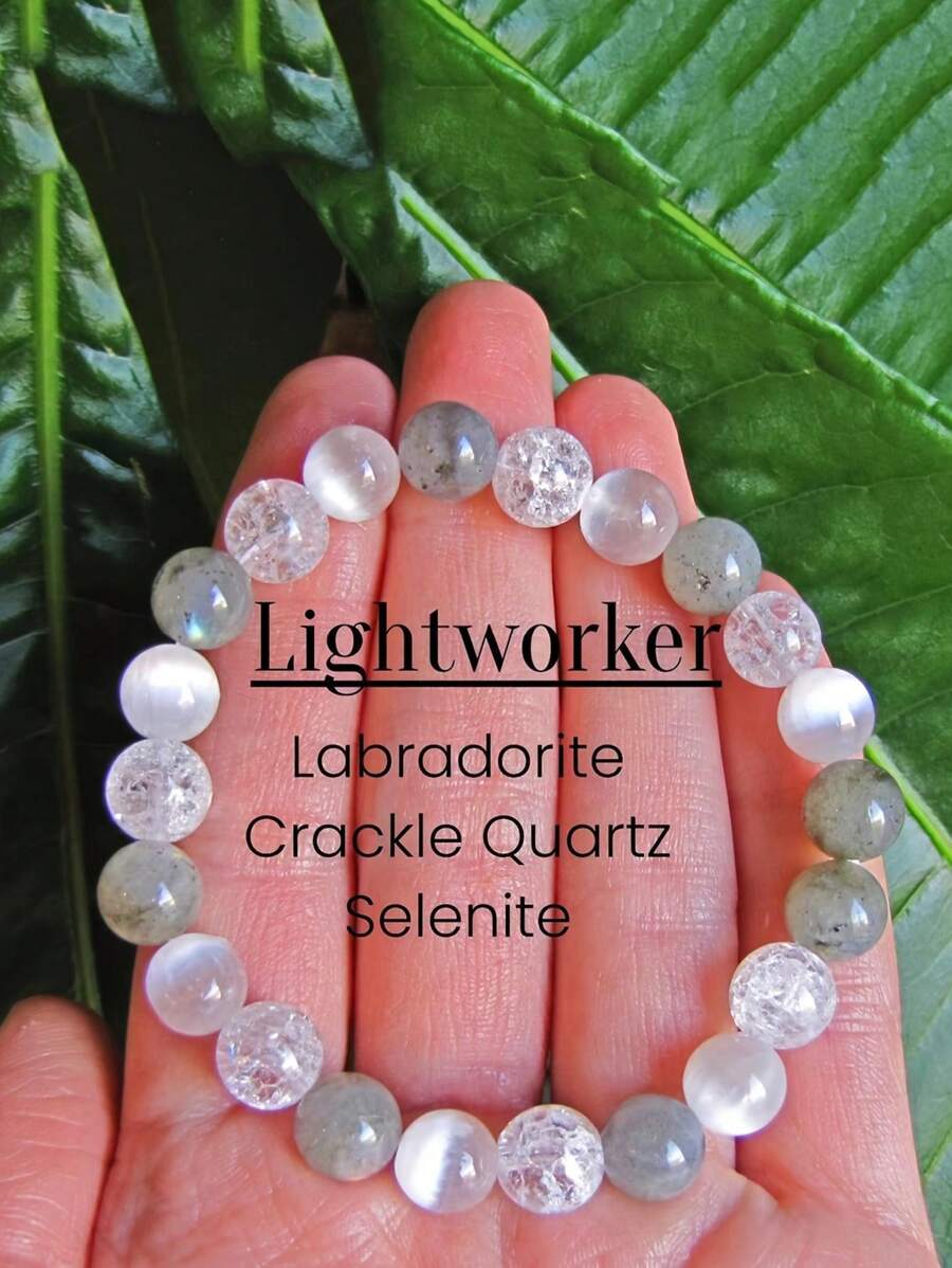 1入reiki注入光工人治療手鍊,治療水晶,能量手鍊,天然石手鍊 - 瑜伽珠寶,女性男性光工人 - 彩色 - 查看 1