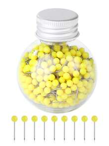 600 件 4 毫米直徑服裝定位銷,透明塑膠頭銷,附塑膠瓶 - 黃色 - 查看 1