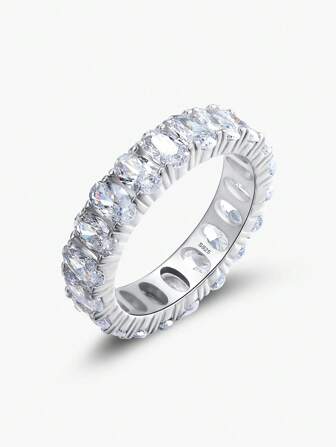 Jóias De Noivado E Casamento De Banda De Prata Com Diamante De Zircônia Cúbica Em Decoração