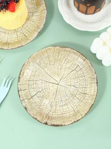 10pcs 7 Inch/9 Inch Disposable Paper Plates, Simple Light-Colored Horizontal Wood Grain Pattern, Suitable For Various Theme Parties Such As Birthday, Housewarming, Baby Shower, Etc. - Multicolor - View 1