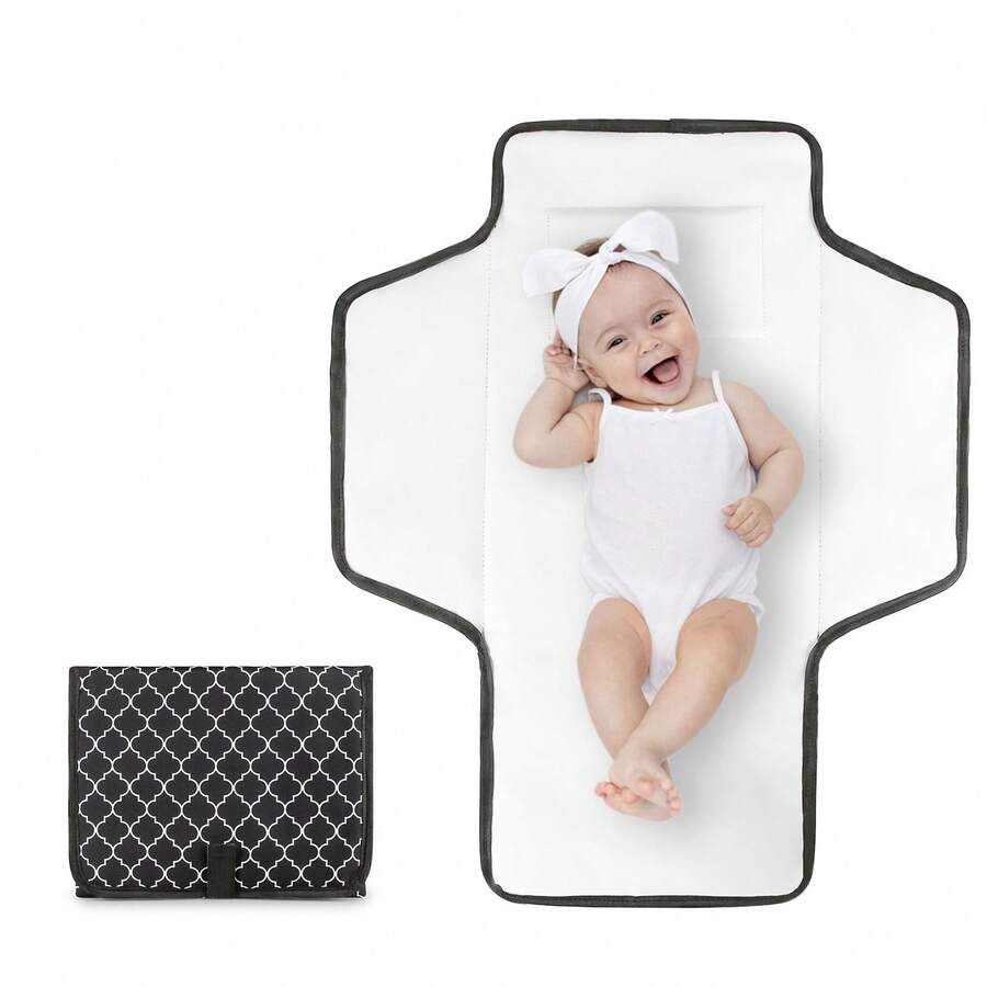 Portable Baby Diaper Changing Pad For Travel - Waterproof Compact Diaper Changing Mat With Built-In Pillow - Lightweight And Foldable Changing Station, Reusable Diaper Changing Pad For Outdoor Travel, Perfect Gift For Newborns - Black - View 1