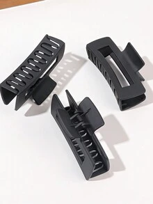 4入組大號中空方形髮夾,簡單優雅,持久耐用,不傷髮 - 黑色 - 查看 2