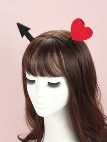 1pc Valentine'S Day Heart Decorated Headband Party Wedding Headpiece - Red - View 2