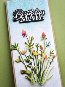 1個漂亮的花束信封賀卡裝飾切割模具,碳鋼金屬壓花紙藝刮刀切割模板,金屬中空蝕刻diy刀具模具 - 銀色D - 查看 3