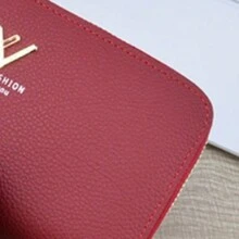 New Arrival Women's Long Wallet, Clutch Purse With Double Zipper, Fashionable & Simple-Design, Large Capacity Card Holder & Mobile Phone Pocket, Two-Layer Cash Pocket - Burgundy - View 3