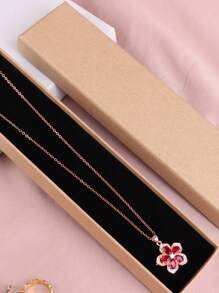 1pc Simple Rectangular Kraft Paper Jewelry Box For Classic Necklaces, Bracelets Packaging - Yellow - View 2