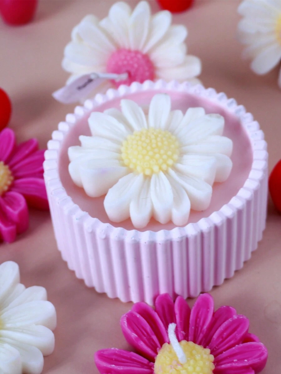 2pcs Daisy Candle Jar Silicone Mold Soap Car Mounted Aroma Hang Tag Mould - 2pcs - View 1