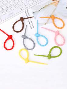 10入組多功能蝌蚪狀矽膠彈性束帶,適用於封口袋、整理電纜、掛袋飾、耳機線束綁,顏色隨機,長21.5cm - 彩色 - 查看 4