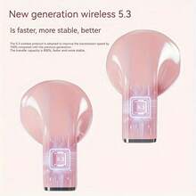 Wireless Tws 5.3音頻耳機,可折疊並切換雙重形式,心形情侶耳機,高清無延遲通話,高容量電池壽命,長達8小時的播放時間,無痛佩戴, 運動防撞跑步耳機, Ipx防水和防塵,保護您的手機 - 黑色 - 查看 5