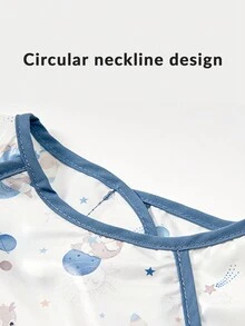 1件装幼儿男女童防水轻便透气无袖卡通印花围兜，带口袋，防污喂食围兜 - 橄欖綠 - 查看 4