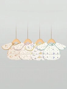 1件装幼儿男女童防水轻便透气无袖卡通印花围兜，带口袋，防污喂食围兜 - 橄欖綠 - 查看 6