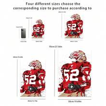 One Piece, Canvas Printing Poster, Oil Canvas Spray Paint, Football, Rugby Athlete, Red, Modern Art Style, Suitable For Dormitories, Offices, Children's Rooms, Living Room Bedroom Bedside Sofa Background Decoration, Entrance Cabinet Desktop Floor Decoration, Gift, Home Decoration, Wall Hanging, Replacement Core, Without Frame, Pvc Hard Packaging For Safety - Multicolor - View 2