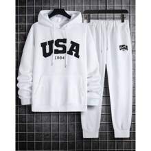 Men Hoodie & Sweatshirt Co-Ords - White - View 2