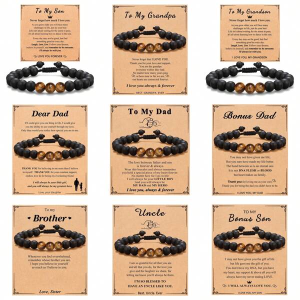 1PC Natural Stone Bracelet For Men, Teens, Anniversary Graduation Birthday Father's Day Christmas Gift For Son, Dad, Brother, Nephew, Boyfriend, Husband,Colleague Retirement Gifts