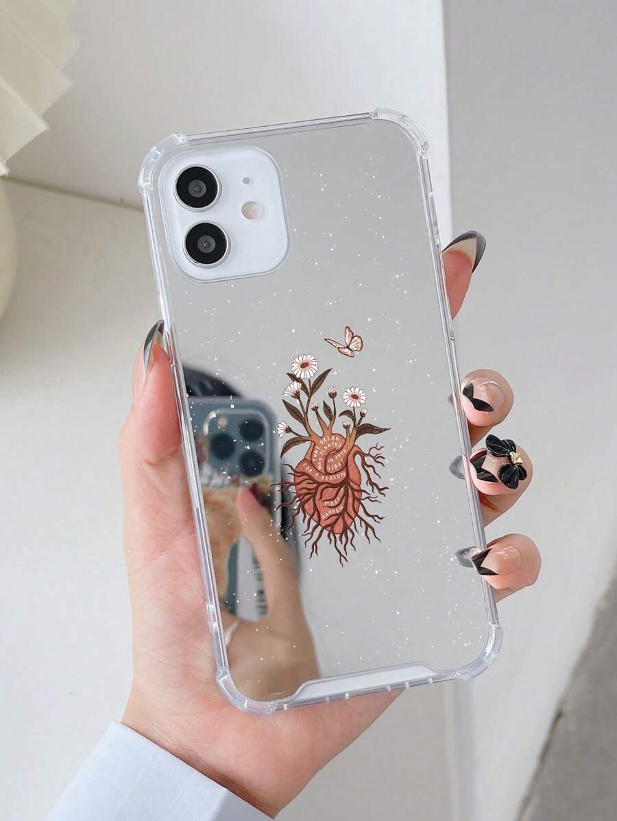 1pc Heart Daisy Pattern Shockproof Soft Phone Case Compatible With IPhone 16 Pro Max/16/16 Pro/16 Plus/15/15 Pro Max/15 Pro/11/12/13/14 Pro Max/11 Pro/11 Pro Max/12 Pro/12 Pro Max/13 Pro/13 Pro Max/14 Pro/14 Pro Max - Multicolor - View 1