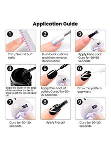 4入組黑白指甲膠套裝,可浸泡uv/led半永久性亮光指甲油,沙龍繪畫設計 - 彩色 - 查看 6