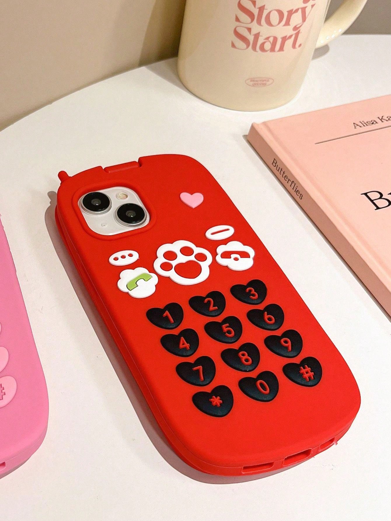 Cute Paw Cell Mobile Phone With Mirror Case For IPhone 15 Pro Max 13 12