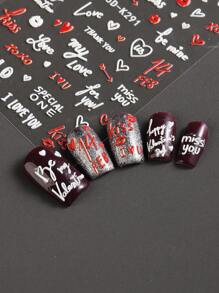 2入組情人節2024年指甲藝術貼紙貼紙,5d自粘式指甲藝術用品,紅玫瑰情人唇設計貼紙,浪漫愛心修飾指甲,女性必備diy美甲裝飾 - 彩色 - 查看 4