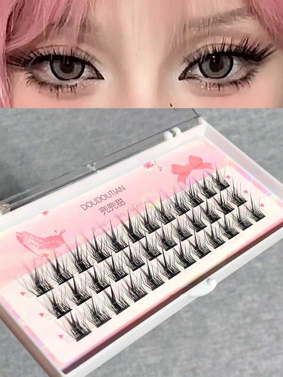 36串自然觀感的l型薄透黑邊假睫毛,穿戴輕便、容易,適用於日常及舞台化妝,黑色 - L - 查看 1